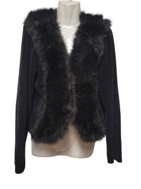 Black Fur Sweater, Black Cardigan